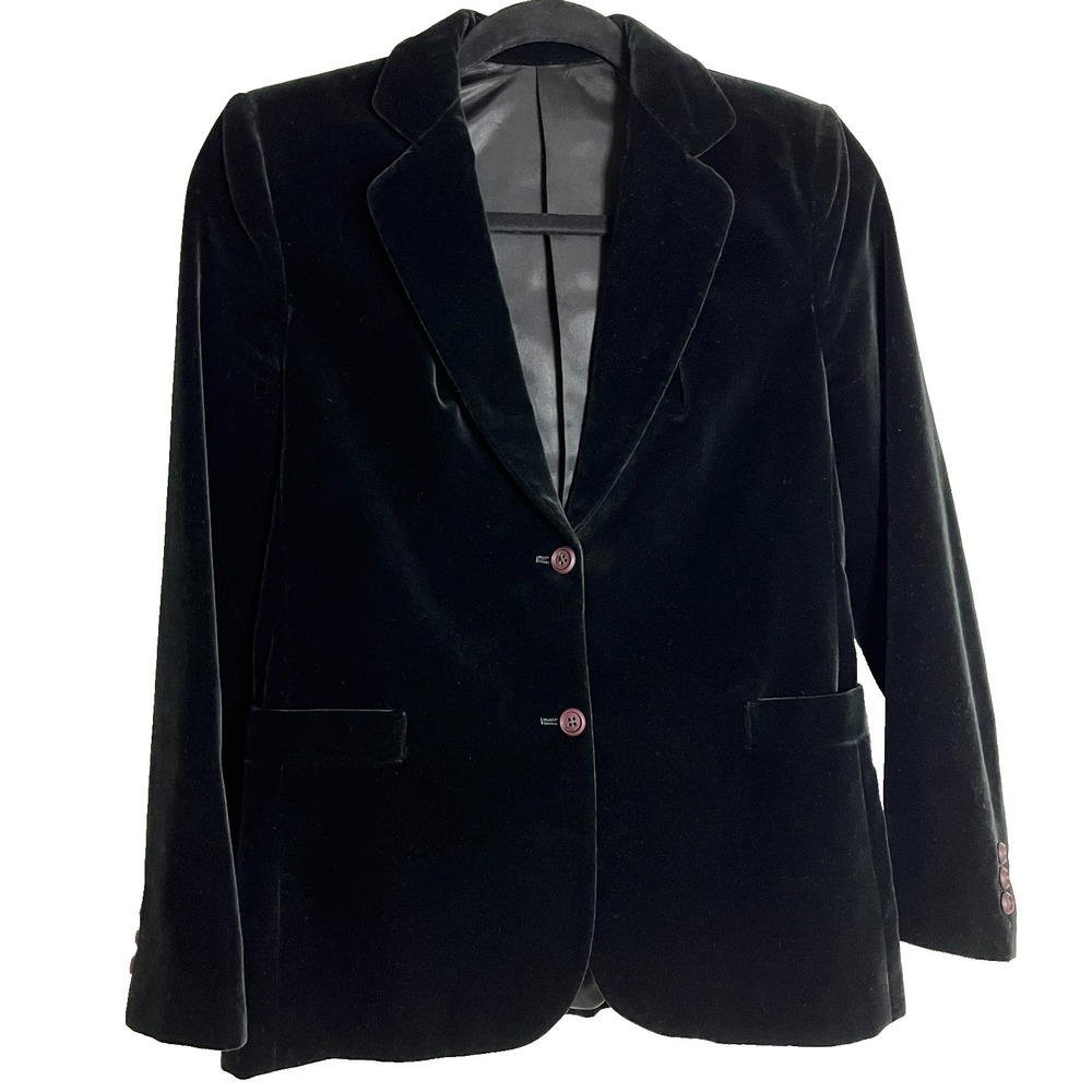 Vntg SIR FOR HER Black Velveteen Blazer Womens S Holiday Velvet Jacket 70s 80s